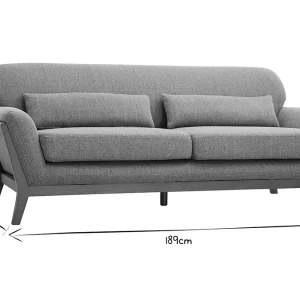 Canapé 3 Places En Tissu Gris Et Bois Foncé YOKO grande surprise 19