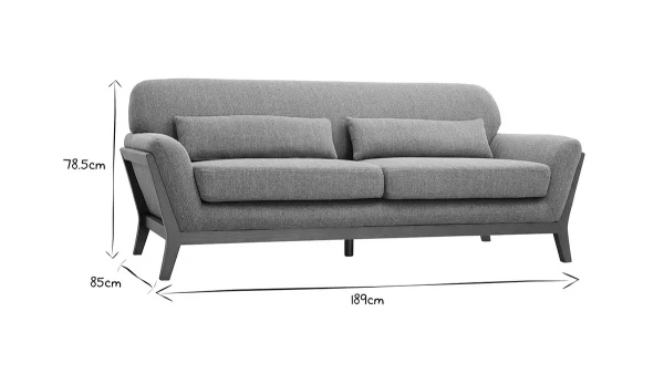 Canapé 3 Places En Tissu Gris Et Bois Foncé YOKO grande surprise 7