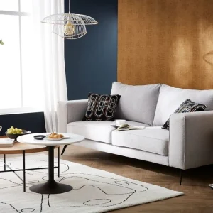 Canapé 4 Places En Tissu Gris Et Métal Noir OSMANN bas prix 20