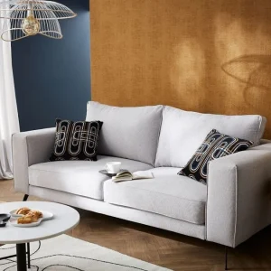 Canapé 4 Places En Tissu Gris Et Métal Noir OSMANN bas prix 22