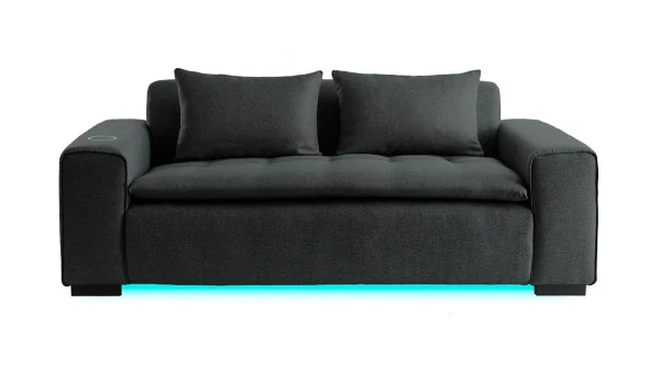 se précipiter pour acheter Canapé Connecté 3 Places En Tissu Gris Foncé 1