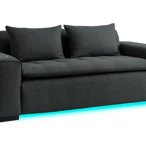 se précipiter pour acheter Canapé Connecté 3 Places En Tissu Gris Foncé 11