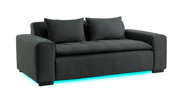 se précipiter pour acheter Canapé Connecté 3 Places En Tissu Gris Foncé 3