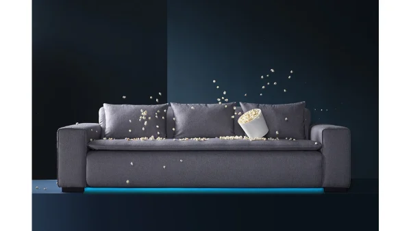 se précipiter pour acheter Canapé Connecté 3 Places En Tissu Gris Foncé 7