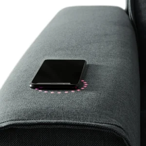 se précipiter pour acheter Canapé Connecté 3 Places En Tissu Gris Foncé 17