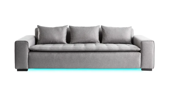 pas cher Canapé Connecté 4 Places En Tissu Gris Clair 1