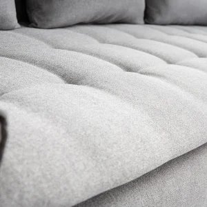 pas cher Canapé Connecté 4 Places En Tissu Gris Clair 20