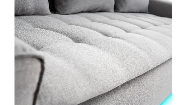 pas cher Canapé Connecté 4 Places En Tissu Gris Clair 6
