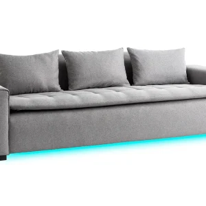 pas cher Canapé Connecté 4 Places En Tissu Gris Clair 14