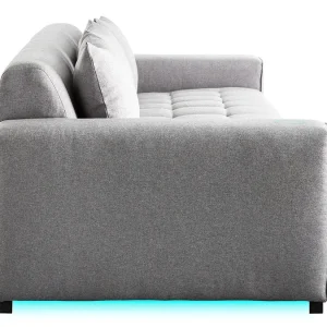 pas cher Canapé Connecté 4 Places En Tissu Gris Clair 16