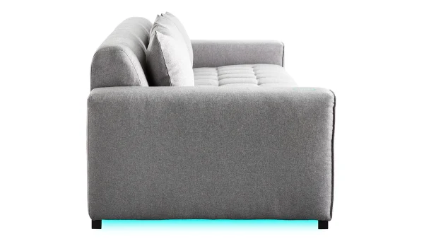 pas cher Canapé Connecté 4 Places En Tissu Gris Clair 4