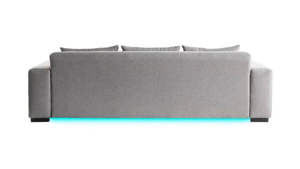 pas cher Canapé Connecté 4 Places En Tissu Gris Clair 5