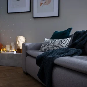 pas cher Canapé Connecté 4 Places En Tissu Gris Clair 28
