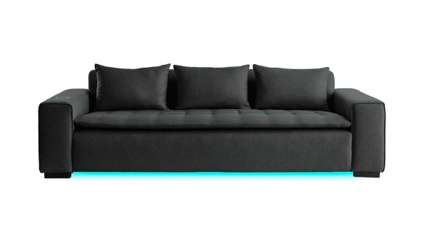 Canapé Connecté 4 Places Tissu Gris Foncé 1