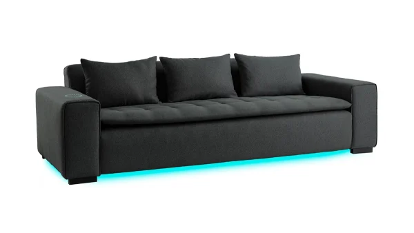 Canapé Connecté 4 Places Tissu Gris Foncé 3