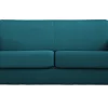 acheter en ligne Canapé Convertible 3 Places En Tissu Bleu Canard Et Bois Clair Avec Matelas L140 Cm 12 Cm GRAHAM 28