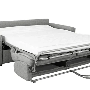 Canapé Convertible 3 Places En Tissu Gris Avec Matelas 12 Cm DOME 15