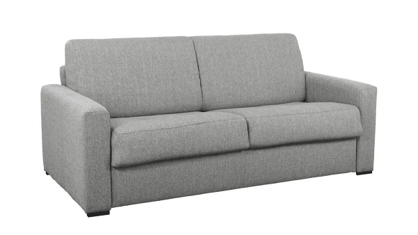 Canapé Convertible 3 Places En Tissu Gris Avec Matelas 12 Cm DOME 3