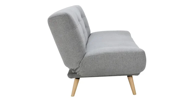 Canapé Convertible 3 Places En Tissu Gris Clair Et Bois Clair FAGUO Nouvelle Collection 5