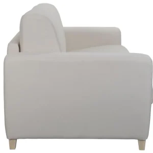Canapé Convertible 3 Places En Tissu Naturel Et Bois Clair Avec Matelas L140 Cm 12 Cm GRAHAM 14