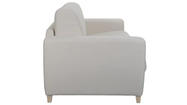 Canapé Convertible 3 Places En Tissu Naturel Et Bois Clair Avec Matelas L140 Cm 12 Cm GRAHAM 4