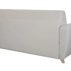 Canapé Convertible 3 Places En Tissu Naturel Et Bois Clair Avec Matelas L140 Cm 12 Cm GRAHAM 16