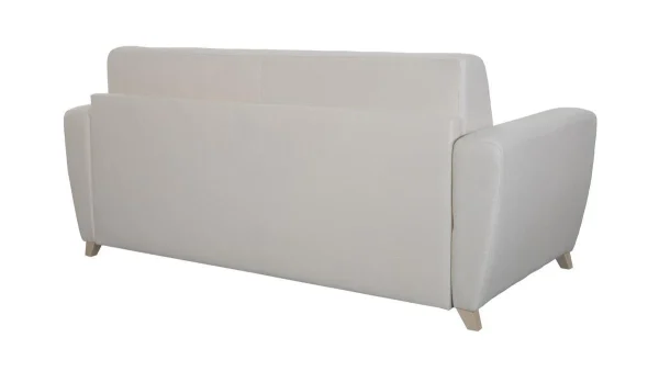 Canapé Convertible 3 Places En Tissu Naturel Et Bois Clair Avec Matelas L140 Cm 12 Cm GRAHAM 5