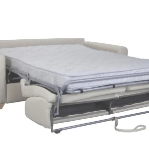 Canapé Convertible 3 Places En Tissu Naturel Et Bois Clair Avec Matelas L140 Cm 12 Cm GRAHAM 18
