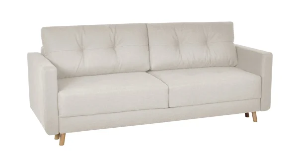 Canapé Convertible Avec Coffre 3 Places En Tissu Beige Et Bois Clair MIRA garantie de qualité 3