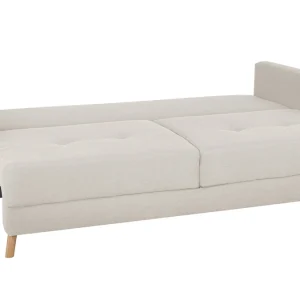 Canapé Convertible Avec Coffre 3 Places En Tissu Beige Et Bois Clair MIRA garantie de qualité 15