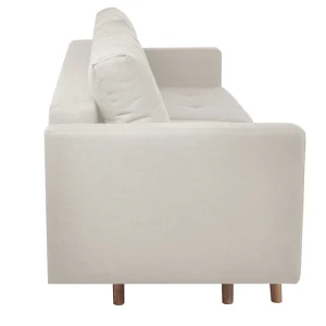 Canapé Convertible Avec Coffre 3 Places En Tissu Beige Et Bois Clair MIRA garantie de qualité 17