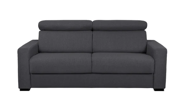 Canapé Convertible Avec Têtières Ajustables 3 Places En Tissu Effet Velours Gris Anthracite Avec Matelas 12 Cm NORO mode 1