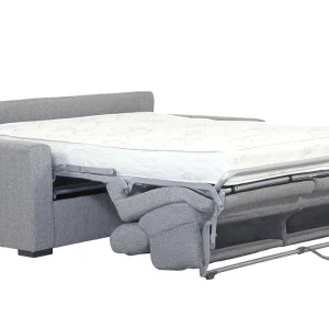 Canapé Convertible Avec Têtières Ajustables 3 Places En Tissu Gris Clair Avec Matelas 18 Cm NORO outlet soldes 13