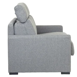 Canapé Convertible Avec Têtières Ajustables 3 Places En Tissu Gris Clair Avec Matelas 18 Cm NORO outlet soldes 15