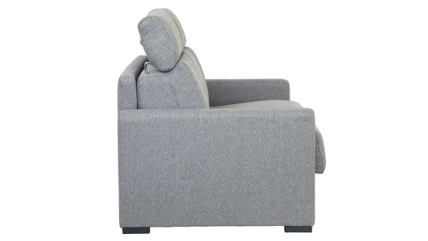 Canapé Convertible Avec Têtières Ajustables 3 Places En Tissu Gris Clair Avec Matelas 18 Cm NORO outlet soldes 5