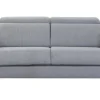 Canapé Convertible Avec Têtières Ajustables 3 Places En Tissu Gris Et Bois Clair Avec Matelas 13 Cm GOYA 25
