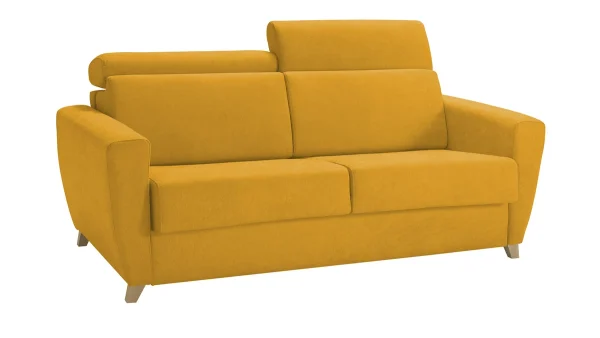 Canapé Convertible Avec Têtières Ajustables 3 Places En Tissu Jaune Avec Matelas 13 Cm GOYA 4