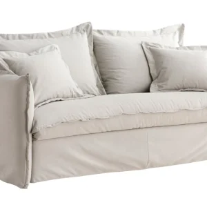 Canapé Convertible Déhoussable En Coton Beige Avec Matelas 13 Cm ALDO 12