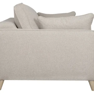marque pas cher Canapé Convertible Scandinave 3 Places En Tissu Beige Et Bois Clair Avec Matelas 10 Cm PAPEL 18