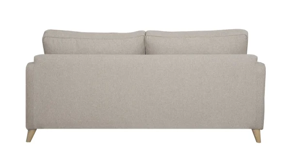 marque pas cher Canapé Convertible Scandinave 3 Places En Tissu Beige Et Bois Clair Avec Matelas 10 Cm PAPEL 6