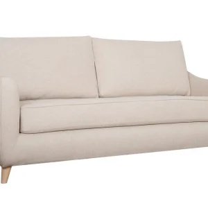 Canapé Convertible Scandinave 3 Places En Tissu Beige Et Bois Clair Avec Matelas 10 Cm VENDOME 13