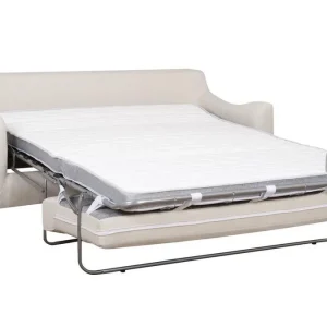 Canapé Convertible Scandinave 3 Places En Tissu Beige Et Bois Clair Avec Matelas 10 Cm VENDOME 15
