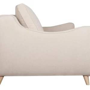 Canapé Convertible Scandinave 3 Places En Tissu Beige Et Bois Clair Avec Matelas 10 Cm VENDOME 17