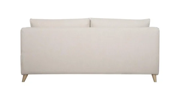 Canapé Convertible Scandinave 3 Places En Tissu Beige Et Bois Clair Avec Matelas 10 Cm VENDOME 6