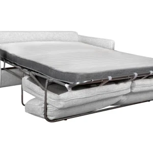 Canapé Convertible Scandinave 3 Places En Tissu Gris Clair Et Bois Clair Avec Matelas 10 Cm PAPEL 15