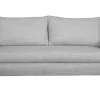 Livraison internationale Canapé Convertible Scandinave 3 Places En Tissu Gris Clair Et Bois Clair Avec Matelas 10 Cm VENDOME 25