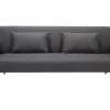 Canapé Convertible Scandinave 3 Places En Tissu Gris Foncé Et Bois Clair LULA 31