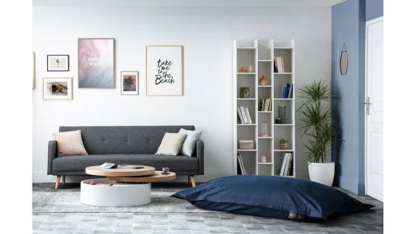 Canapé Convertible Scandinave 3 Places En Tissu Prune Et Bois Clair ULLA meilleure qualité 8