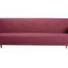Canapé Convertible Scandinave 3 Places En Tissu Prune Et Bois Clair ULLA 28