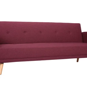 Canapé Convertible Scandinave 3 Places En Tissu Prune Et Bois Clair ULLA meilleure qualité 13
